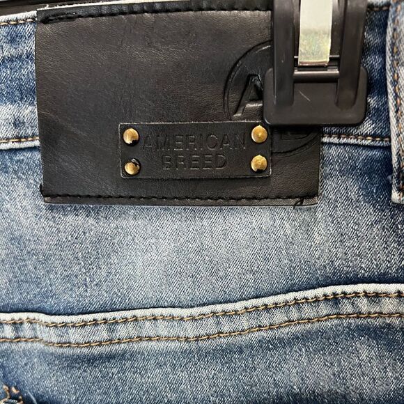 American Breed distressed denim jean shorts size 34 - Picture 7 of 14